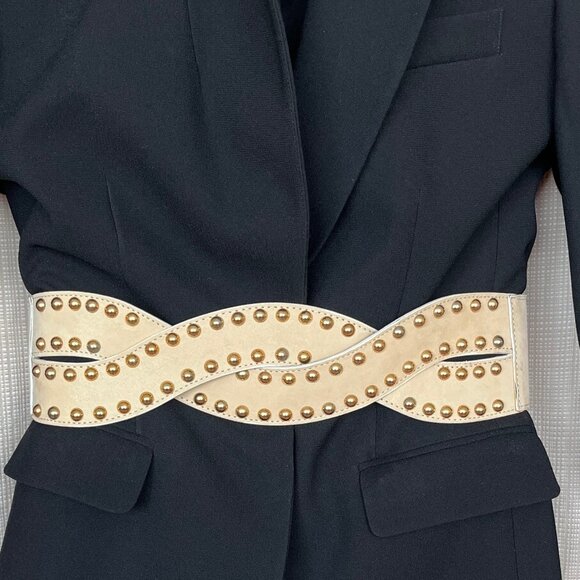 Vintage Wide Statement Suede Leather Corset Belt Gold Studs Boho Maximalist main image 5